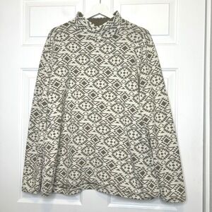 Duluth Trading Co Long Sleeve Fleece Mock Neck Geometric Print Top XXL